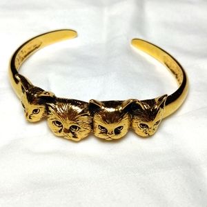 Vintage Gold Tone Cat Bracelet